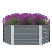 vidaXL Raised Garden Bed 129x129x46 cm Galvanised Steel Grey, grey vidaXL Raised Garden Bed 129x129x46 cm Galvanised Steel Grey