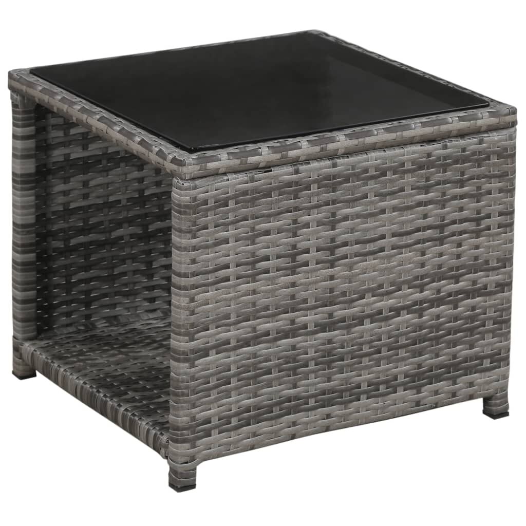 vidaXL 3 Piece Bistro Set with Cushions Poly Rattan Grey
