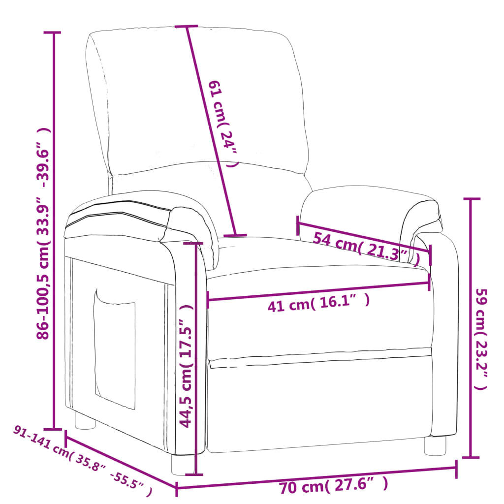 vidaXL Recliner Chair Dark Grey Fabric