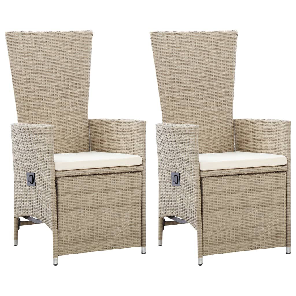 vidaXL 7 Piece Garden Dining Set Poly Rattan Beige