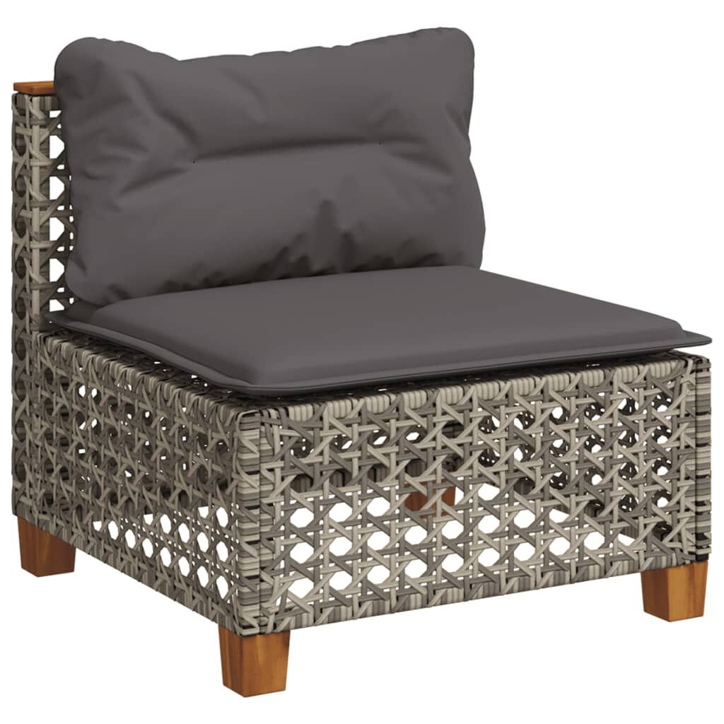 vidaXL 6 Piece Garden Sofa Set with Cushions Grey Poly Rattan