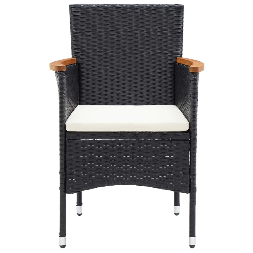 vidaXL 9 Piece Garden Dining Set with Cushions Poly Rattan Black