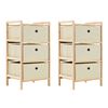 vidaXL Storage Racks with 3 Fabric Baskets 2 pcs Beige Cedar Wood