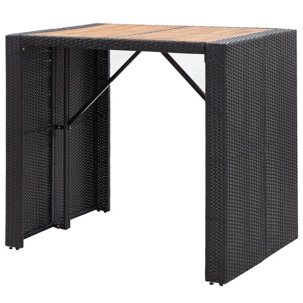 vidaXL 5 Piece Outdoor Bar Set Poly Rattan and Acacia Wood Black