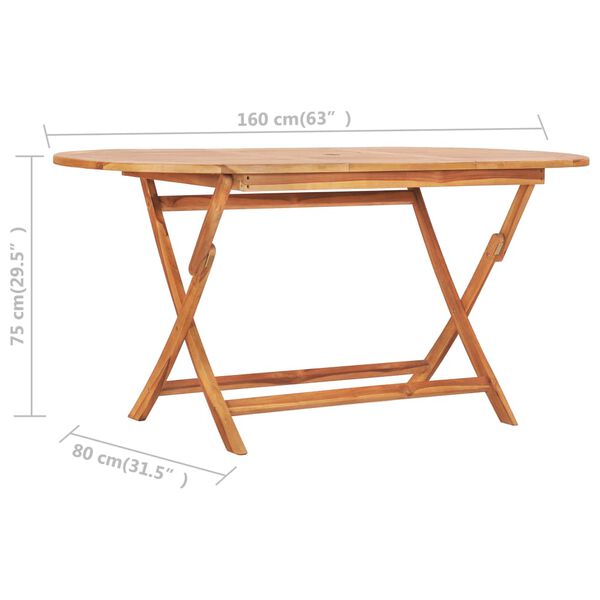 vidaXL 5 Piece Folding Outdoor Dining Set Solid Teak Wood