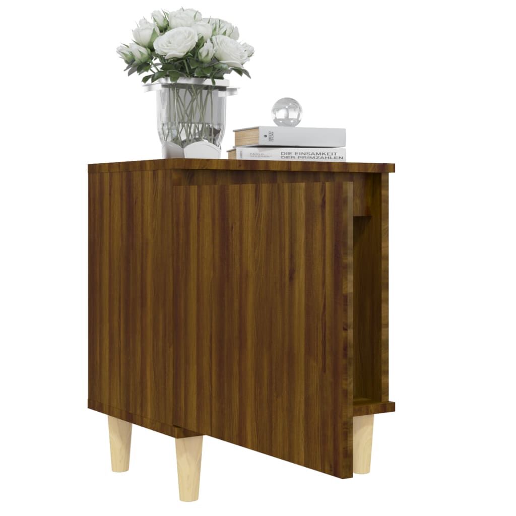 vidaXL Bed Cabinet with Solid Wood Legs Brown Oak 40x30x50 cm