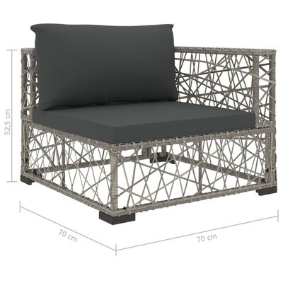 vidaXL 5 Piece Garden Lounge Set with Cushions Poly Rattan Grey,  vidaXL 5 Piece Garden Lounge Set with Cushions Poly Rattan Grey
