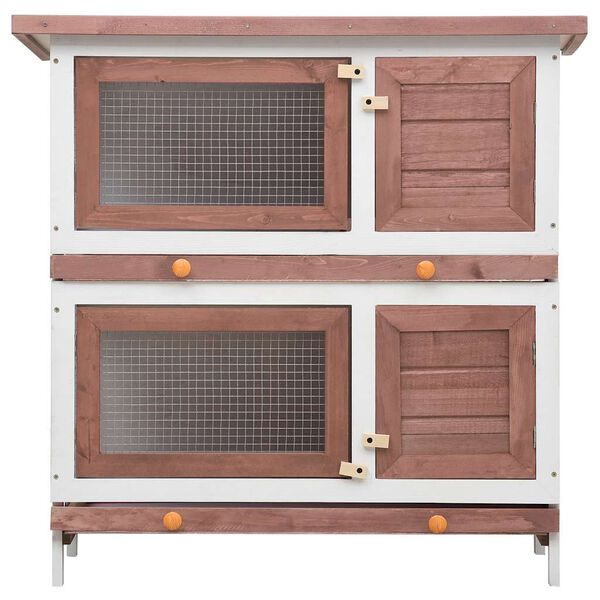 vidaXL Outdoor Rabbit Hutch 4 Doors Brown Wood