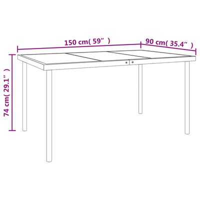 vidaXL 7 Piece Garden Dining Set Black Steel and Textilene