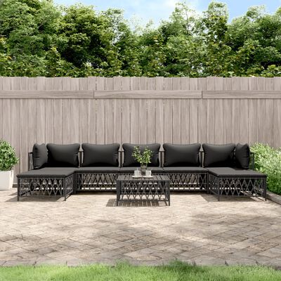 vidaXL 8 Piece Garden Lounge Set with Cushions Anthracite Steel, anthracite vidaXL 8 Piece Garden Lounge Set with Cushions Anthracite Steel