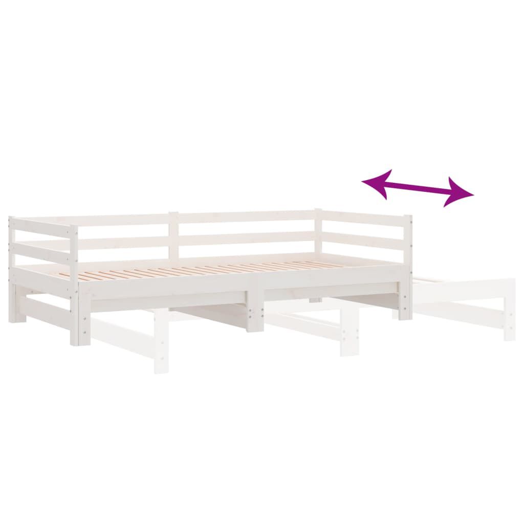 vidaXL Pull-out Day Bed without Mattress White 90x200 cm