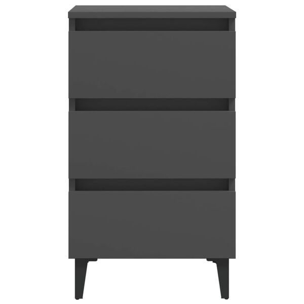 vidaXL Bed Cabinet with Metal Legs 2 pcs Grey 40x35x69 cm