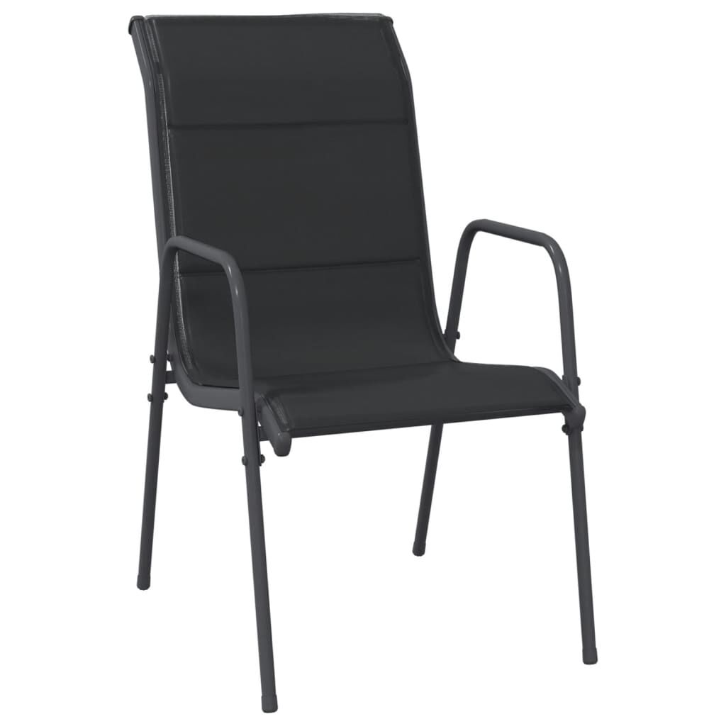 vidaXL 3 Piece Garden Dining Set Black Steel and Textilene
