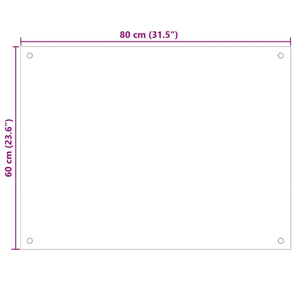 vidaXL Kitchen Backsplash White 80 x 60 cm Tempered Glass
