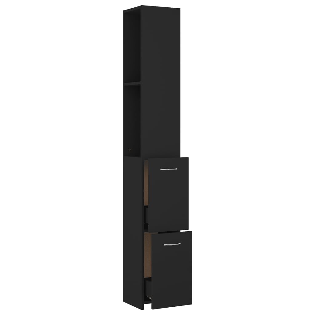 vidaXL Bathroom Cabinet Black 25x26.5x170 cm Engineered Wood