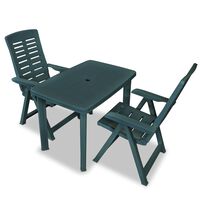 vidaXL 3 Piece Bistro Set Plastic Green, green vidaXL 3 Piece Bistro Set Plastic Green