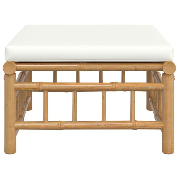 vidaXL Garden Footstool with Cream White Cushion Bamboo