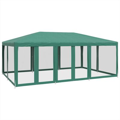 vidaXL Party Tent with 10 Mesh Sidewalls Green 6x4 m HDPE, green vidaXL Party Tent with 10 Mesh Sidewalls Green 6x4 m HDPE