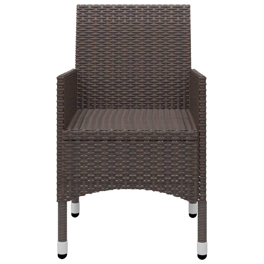vidaXL 3 Piece Garden Dining Set Brown Poly Rattan and Glass