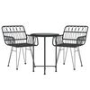 vidaXL 3 Piece Garden Dining Set Black Poly Rattan