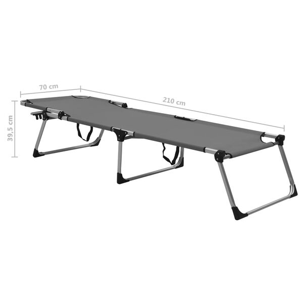 vidaXL Extra High Folding Senior Sunbed Grey Aluminium