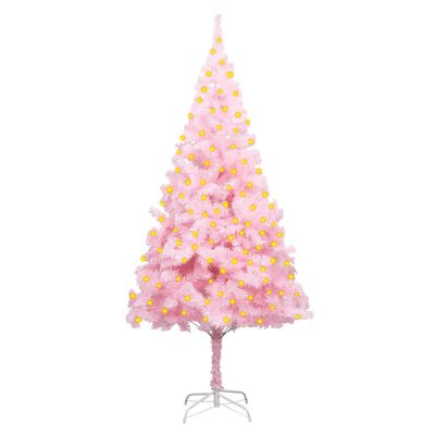 vidaXL Artificial Pre-lit Christmas Tree with Stand Pink 180 cm PVC