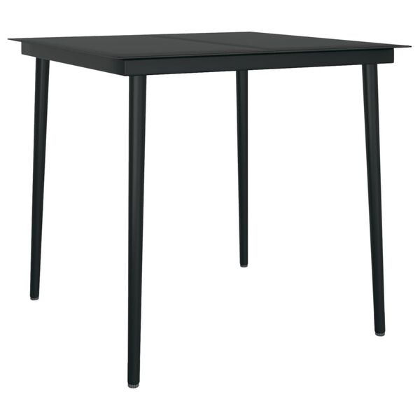 vidaXL Garden Dining Table Black 80x80x74 cm Steel and Glass