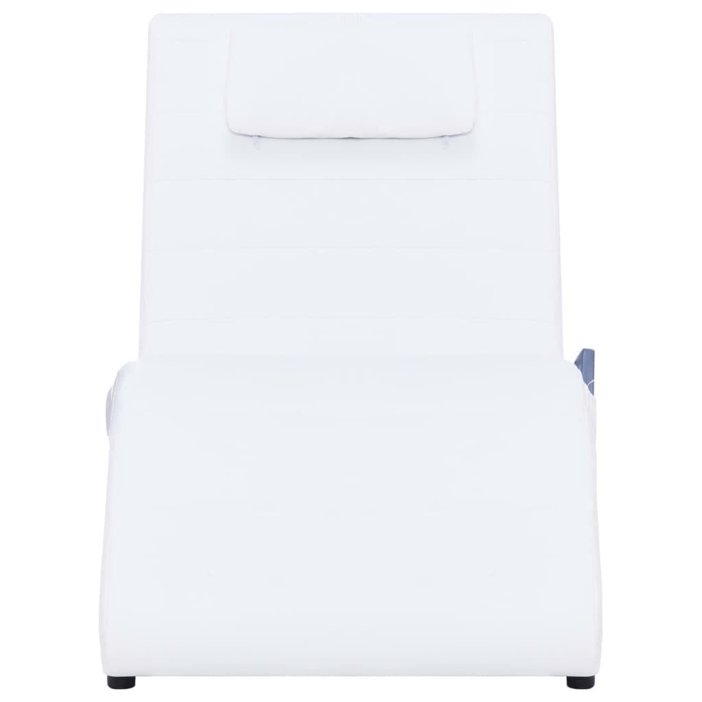 vidaXL Massage Chaise Longue with Pillow White Faux Leather