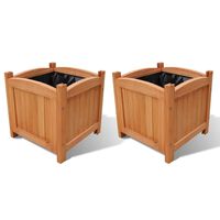 vidaXL Wooden Raised Bed 30 x 30 x 30 cm Set of 2, brown vidaXL Wooden Raised Bed 30 x 30 x 30 cm Set of 2