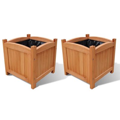 vidaXL Wooden Raised Bed 30 x 30 x 30 cm Set of 2, brown vidaXL Wooden Raised Bed 30 x 30 x 30 cm Set of 2