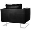 vidaXL Cube Armchair with Chrome Feet Black Faux Leather
