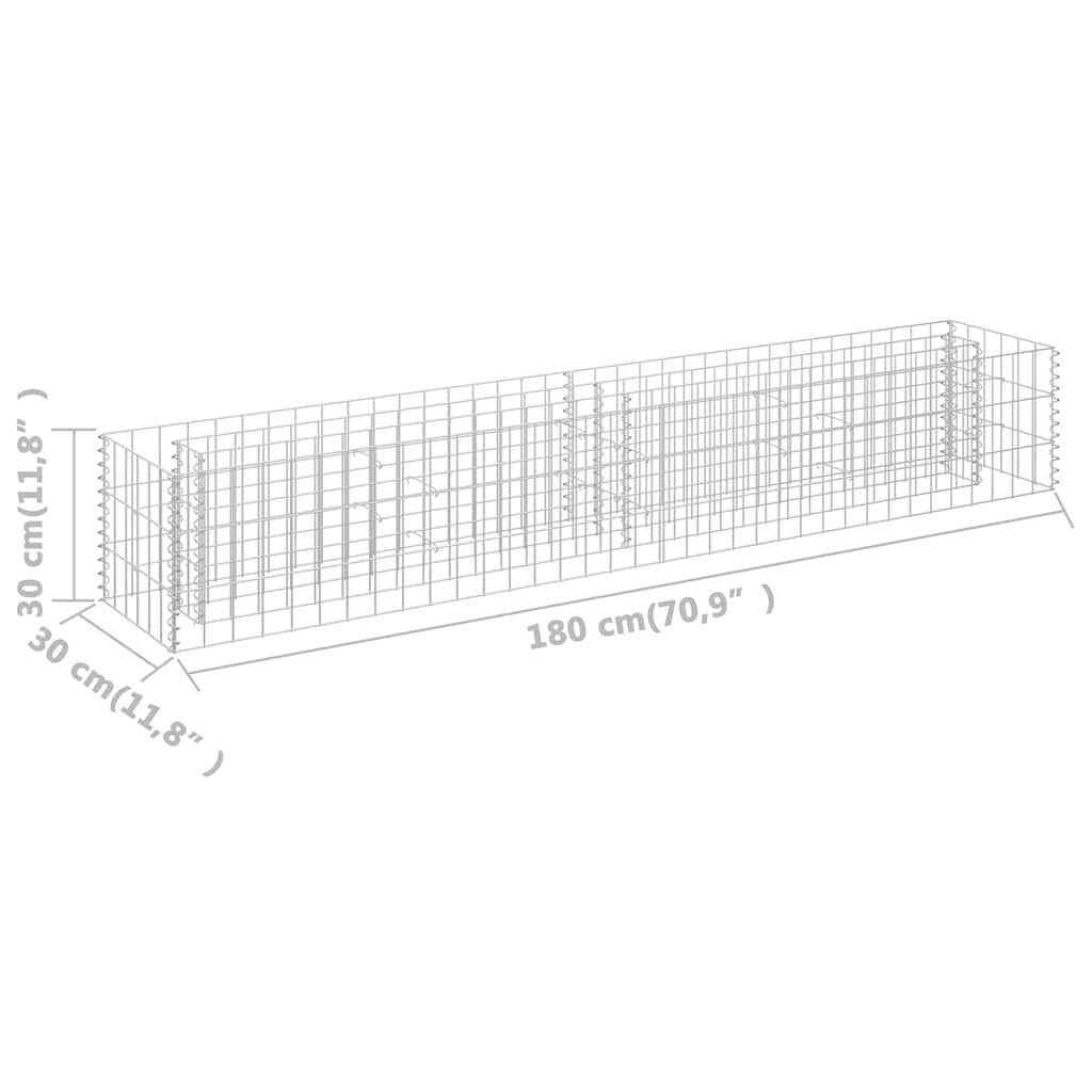 vidaXL Gabion Raised Bed Galvanised Steel 180x30x30 cm