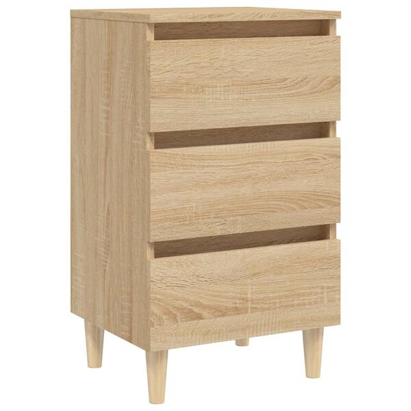 vidaXL Bed Cabinets & Solid Wood Legs 2 pcs Sonoma Oak 40x35x69 cm