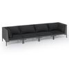 vidaXL 4 Piece Garden Lounge Set with Cushions Poly Rattan Dark Grey