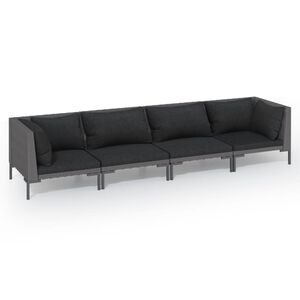 vidaXL 4 Piece Garden Lounge Set with Cushions Poly Rattan Dark Grey
