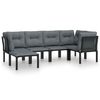 vidaXL 6 Piece Garden Lounge Set Black and Grey Poly Rattan