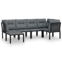 vidaXL 6 Piece Garden Lounge Set Black and Grey Poly Rattan,  vidaXL 6 Piece Garden Lounge Set Black and Grey Poly Rattan