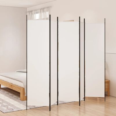 vidaXL 5-Panel Room Divider White 250x200 cm Fabric, white vidaXL 5-Panel Room Divider White 250x200 cm Fabric