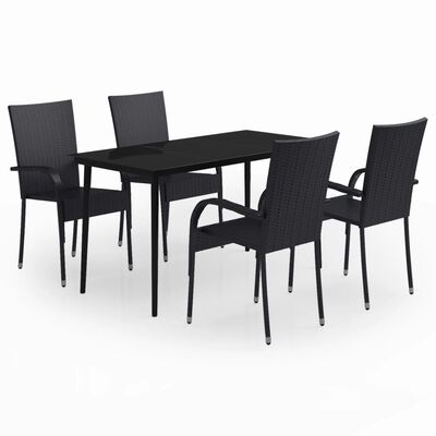 vidaXL 5 Piece Garden Dining Set Black, black vidaXL 5 Piece Garden Dining Set Black