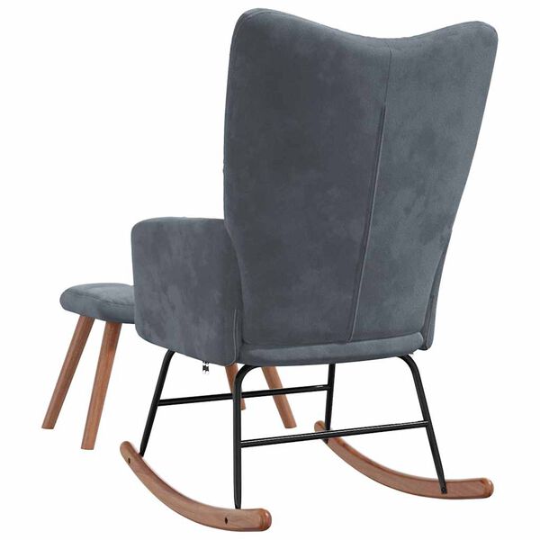 vidaXL Rocking Chair with a Stool Dark Grey Velvet