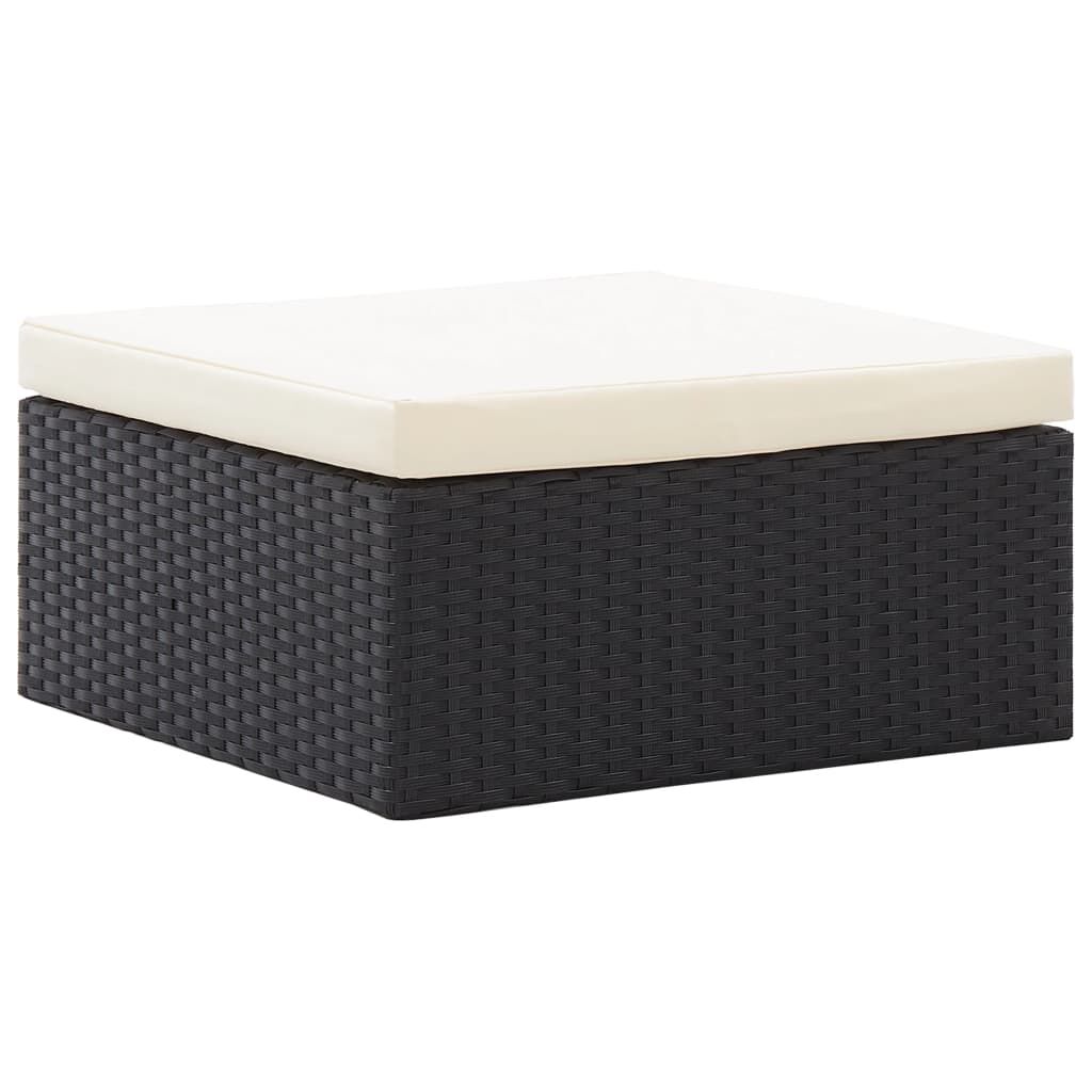 vidaXL Garden Lounge Bed with Roof Black Poly Rattan