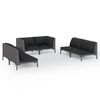 vidaXL 6 Piece Garden Lounge Set with Cushions Poly Rattan Dark Grey