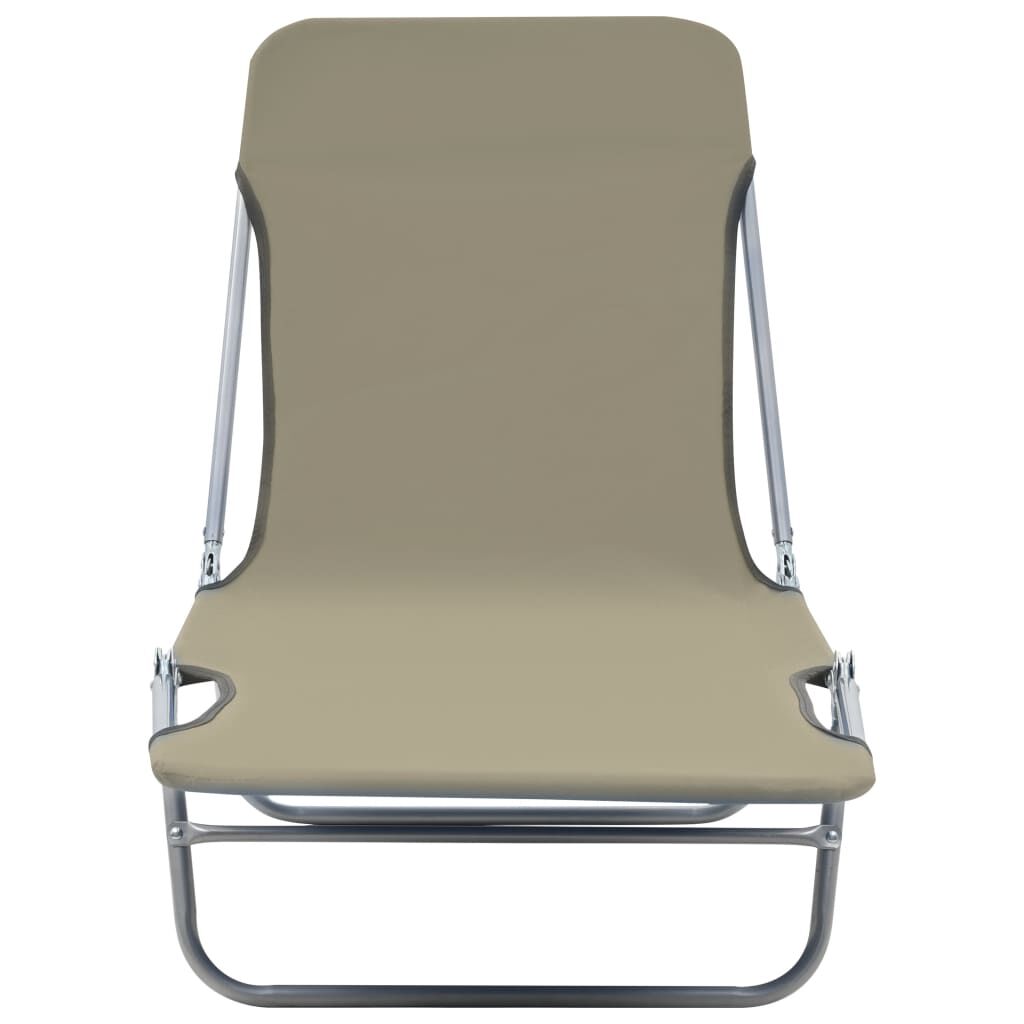 vidaXL Folding Sun Loungers 2 pcs Steel and Fabric Taupe