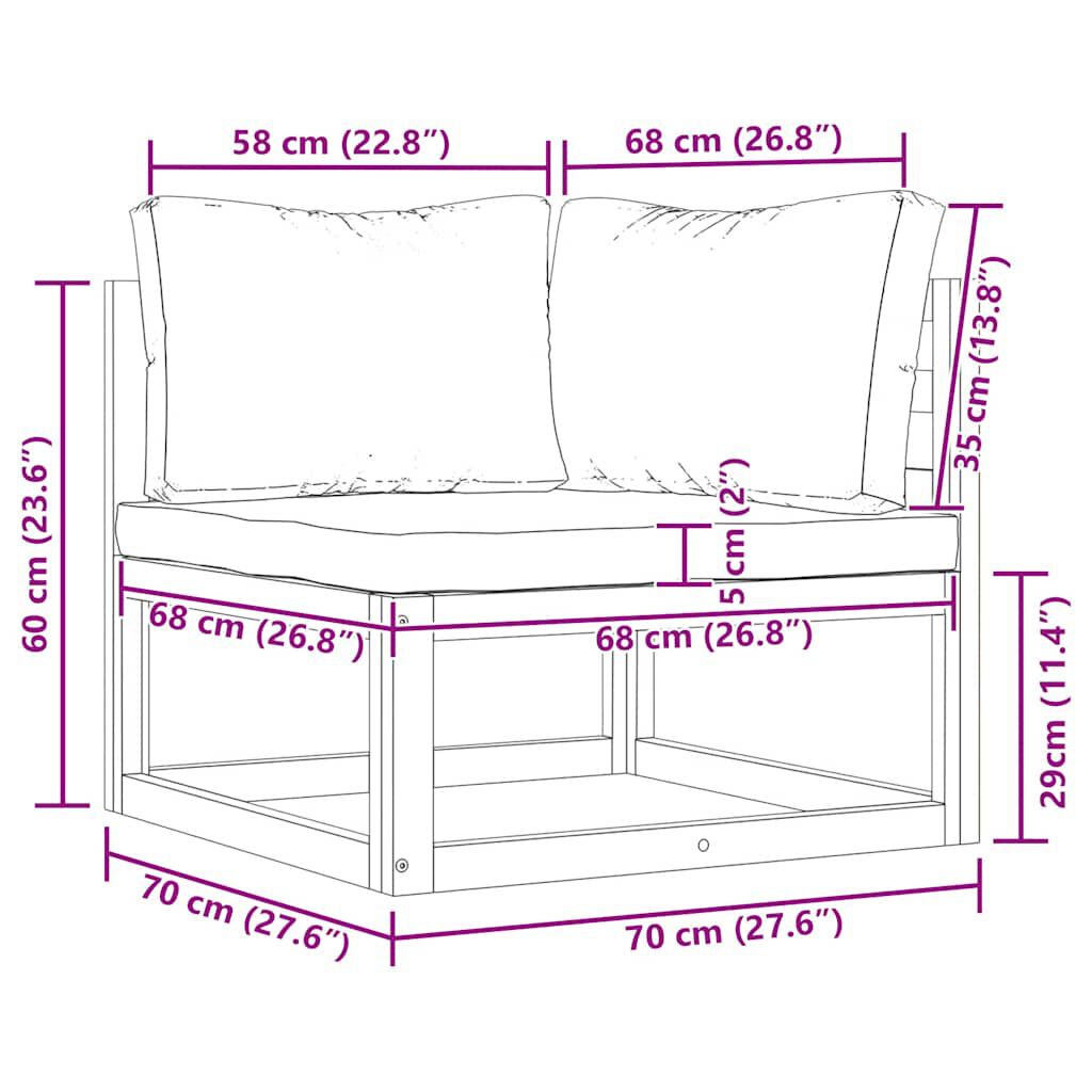 vidaXL Sectional Corner Sofas 2 pcs with Cushions Dark Grey