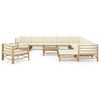 vidaXL 12 Piece Garden Lounge Set with Cream White Cushions Bamboo