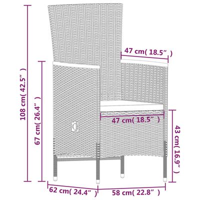 vidaXL 9 Piece Garden Dining Set with Cushions Grey, grey and brown vidaXL 9 Piece Garden Dining Set with Cushions Grey