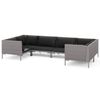 vidaXL 6 Piece Garden Lounge Set with Cushions Poly Rattan Dark Grey