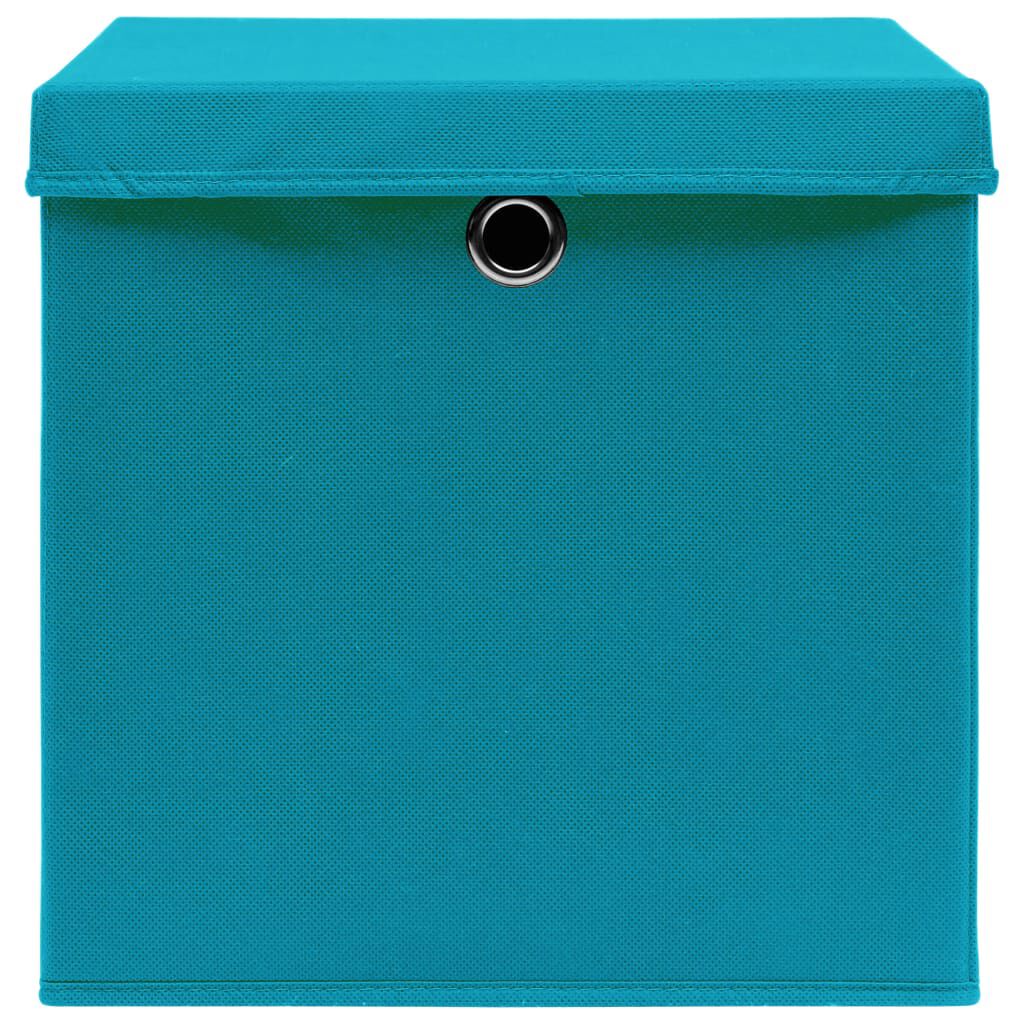 vidaXL Storage Boxes with Covers 4 pcs 28x28x28 cm Baby Blue