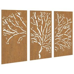 vidaXL Garden Wall Decorations 3 pcs 105x55 cm Corten Steel Tree Design