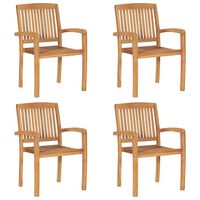 vidaXL Stacking Garden Chairs 4 pcs Solid Teak Wood,  vidaXL Stacking Garden Chairs 4 pcs Solid Teak Wood